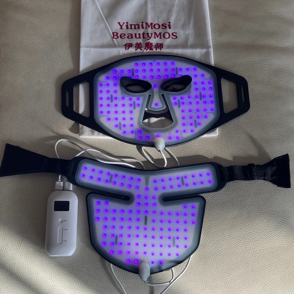 Black LED Facial & Jawline Therapy Mask with Controller
